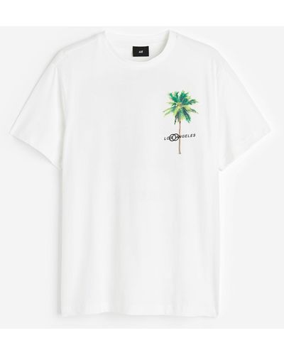 H&M T-Shirt mit Print Regular Fit - Weiß