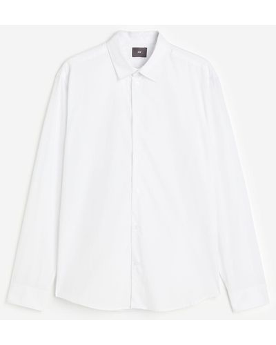 H&M Popeline-Hemd in Regular Fit - Weiß