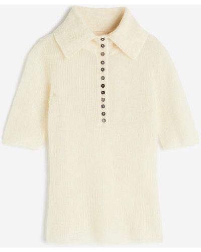 H&M Shirt mit Kragen aus Mohairmischung - Natur