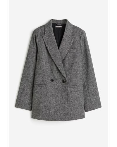 H&M Zweireihiger Blazer in Oversize-Passform - Grau