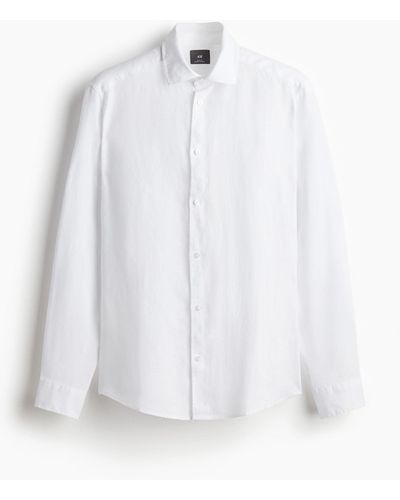 H&M Leinenhemd in Slim Fit - Weiß