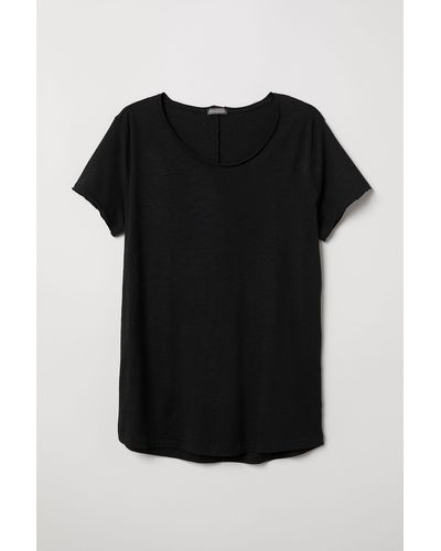 H&M T-shirt avec bords à cru - Noir
