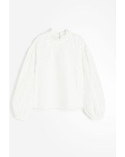 H&M Blouse Met Broderie Anglaise - Wit