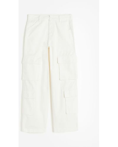 H&M Pantalon cargo en twill - Blanc