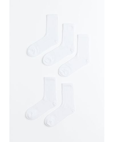 H&M Lot de 5 paires de chaussettes de sport DryMove - Blanc