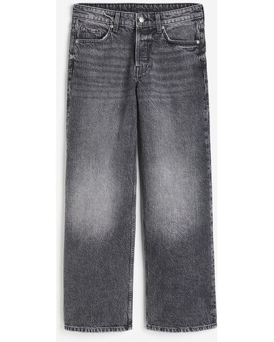 H&M Baggy Wide Low Jeans - Gris