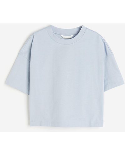 H&M Kastiges Baumwoll-T-Shirt - Blau