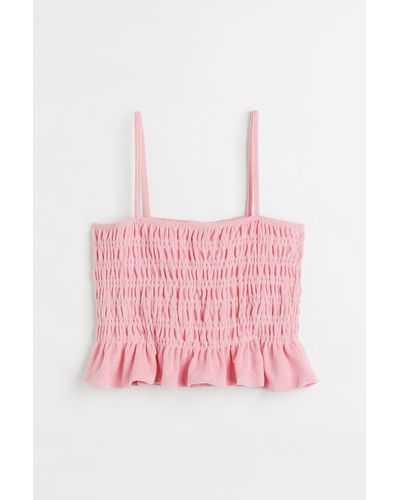 H&M H & M+ Gesmoktes Trägertop aus Frottee - Pink