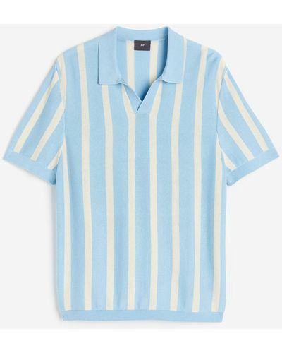 H&M Feinstrick-Poloshirt Regular Fit - Blau