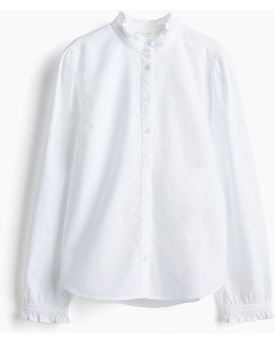 H&M Oxford-Bluse mit Volants - Weiß