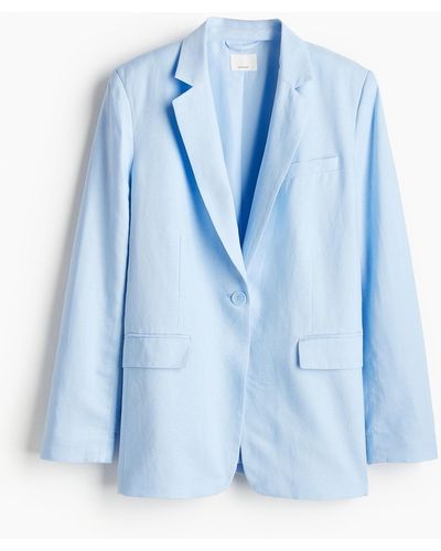 H&M Blazer en lin mélangé - Bleu