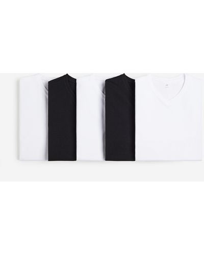 H&M Set Van 5 T-shirts Met V-hals - Meerkleurig