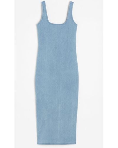 H&M Indigo Knit Modern Midi Dress - Blauw