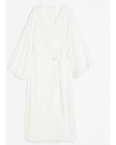H&M Longue robe portefeuille - Blanc
