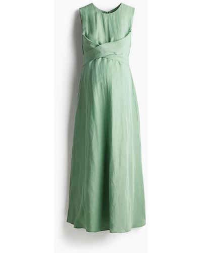 H&M MAMA Kleid aus Leinenmix - Grün