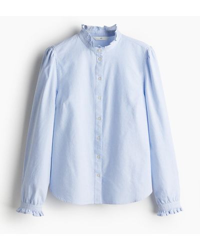 H&M Oxford-Bluse mit Volants - Blau