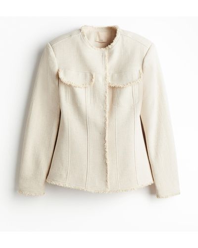 H&M Jacke aus Leinenmix mit Fransenbesatz - Natur