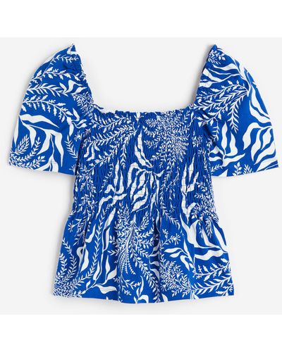 H&M Gesmoktes Shirt - Blau