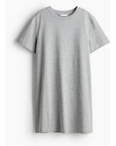 H&M T-Shirt-Kleid aus Baumwolle - Grau