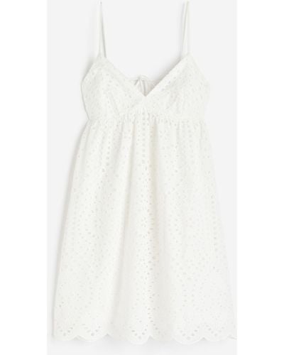 H&M Jurk Met Broderie Anglaise - Wit
