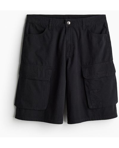 H&M Cargo-Shorts aus Canvas - Schwarz
