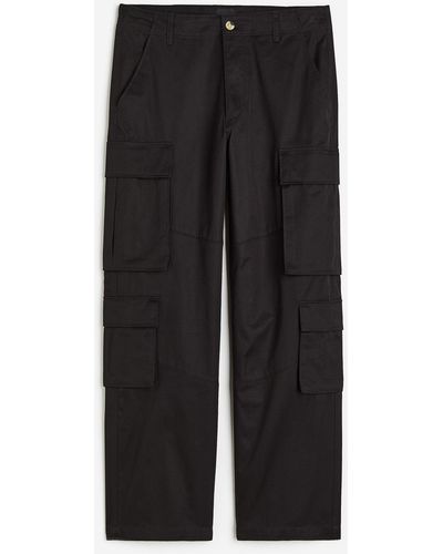 H&M Cargohose Relaxed Fit - Schwarz