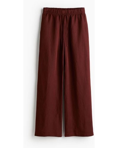 H&M Pantalon en lin mélangé avec taille élastique - Violet