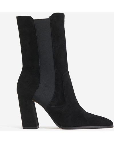 H&M Wadenhohe Stiefel aus Veloursleder - Schwarz