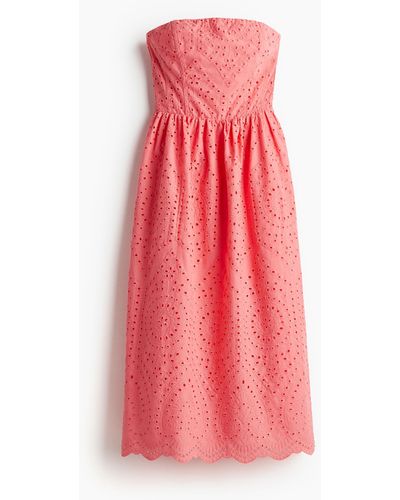 H&M Robe bandeau en broderie anglaise - Rose