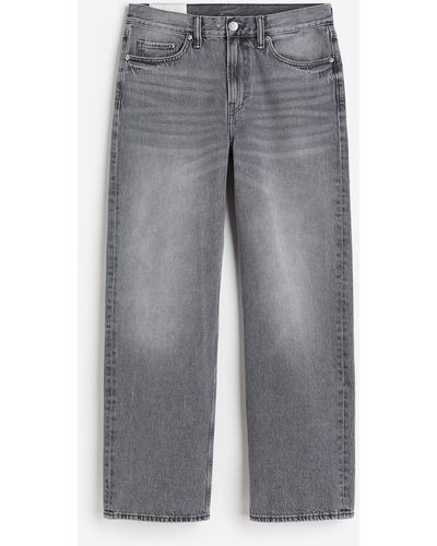 H&M Straight Relaxed High Jeans - Grijs