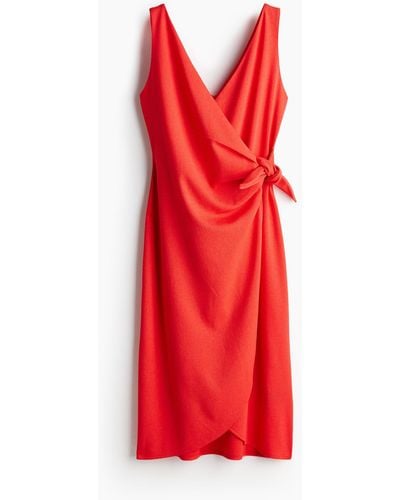 H&M Robe portefeuille texturée - Rouge