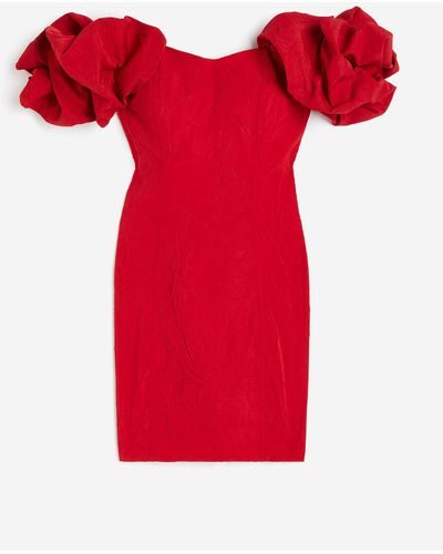 H&M Off-Shoulder-Kleid - Rot