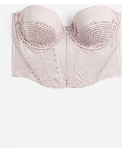 H&M Wattiertes Satinbustier - Pink