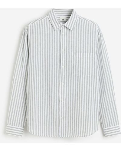 H&M Hemd aus Leinenmix Relaxed Fit - Weiß