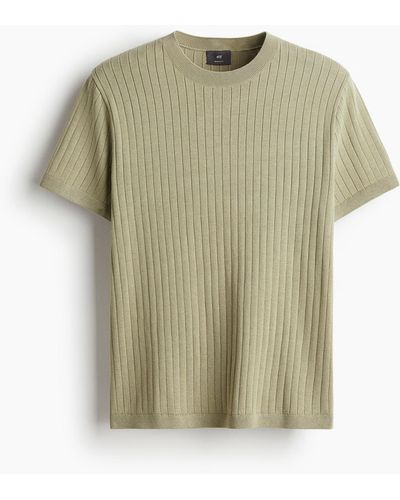 H&M Gestricktes T-Shirt in Regular Fit - Grün