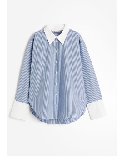H&M Popeline Overhemdblouse - Blauw