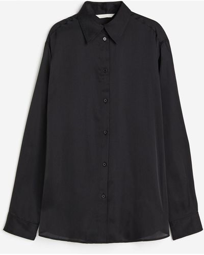 H&M Bluse in Oversize-Passform - Schwarz
