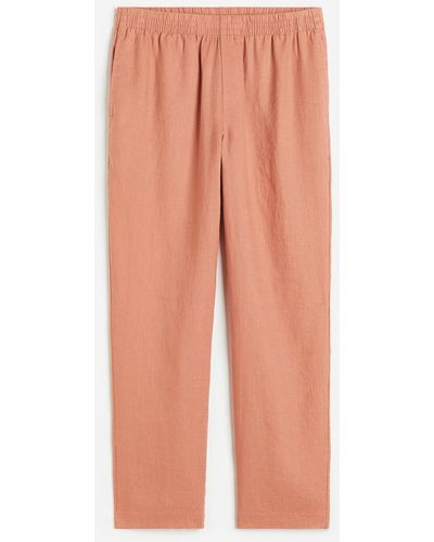 H&M Pantalon en lin Regular Fit - Orange