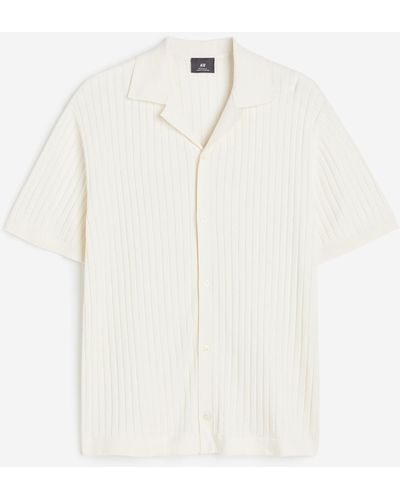 H&M Freizeithemd in Rippstrick Regular Fit - Weiß