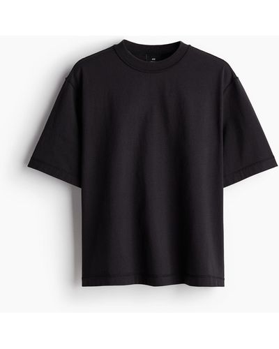 H&M Kastiges T-Shirt im Washed-Look - Schwarz
