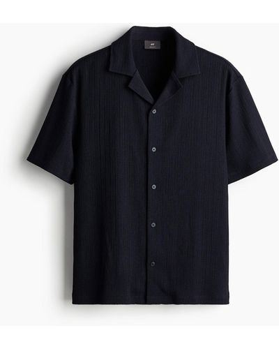 H&M Gecrinkeltes Freizeithemd in Regular Fit - Blau