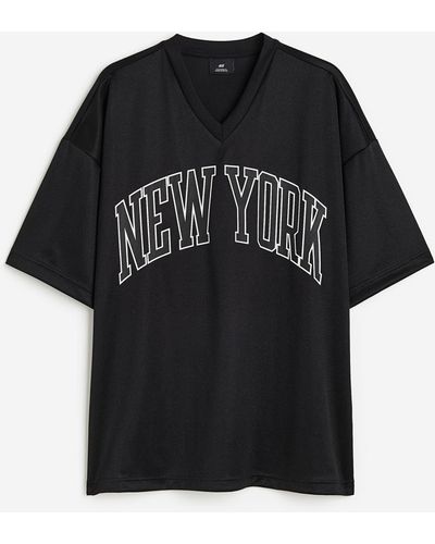 H&M T-shirt Oversized Fit en mesh avec motif imprimé - Noir