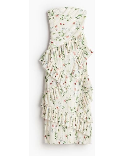 H&M Bandeau-Kleid mit Volants - Weiß