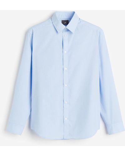 H&M Easy-Iron-Hemd in Regular Fit - Blau