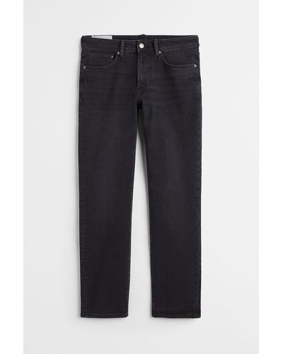 H&M Straight Regular Jeans - Schwarz