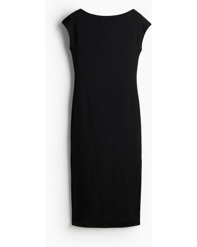 H&M Jerseykleid mit U-Boot-Ausschnitt - Schwarz