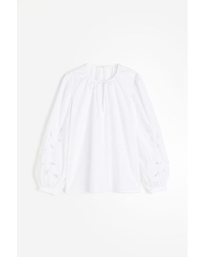 H&M Bestickte Baumwollbluse - Weiß