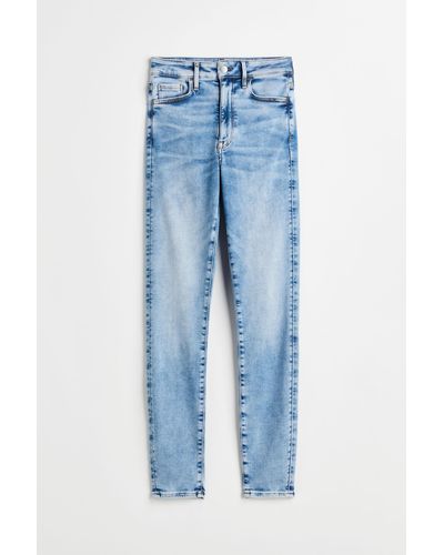 H&M True To You Skinny Ultra High Ankle Jeans - Blau