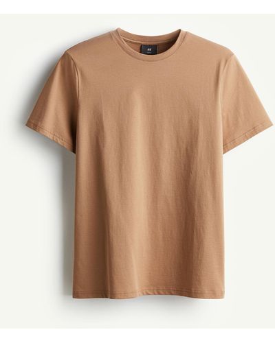 H&M T-Shirt aus Pima-Baumwolle Slim Fit - Natur
