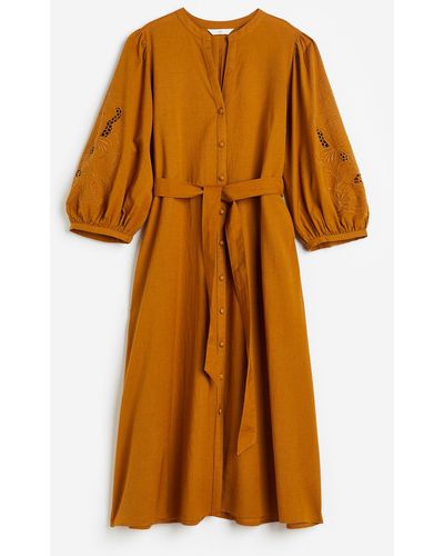 H&M Kleid mit Broderie Anglaise - Orange